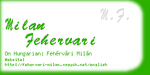 milan fehervari business card
